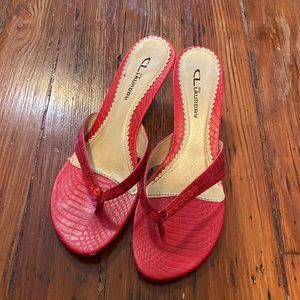 Red Sequin Kitten Heel Flip Flop